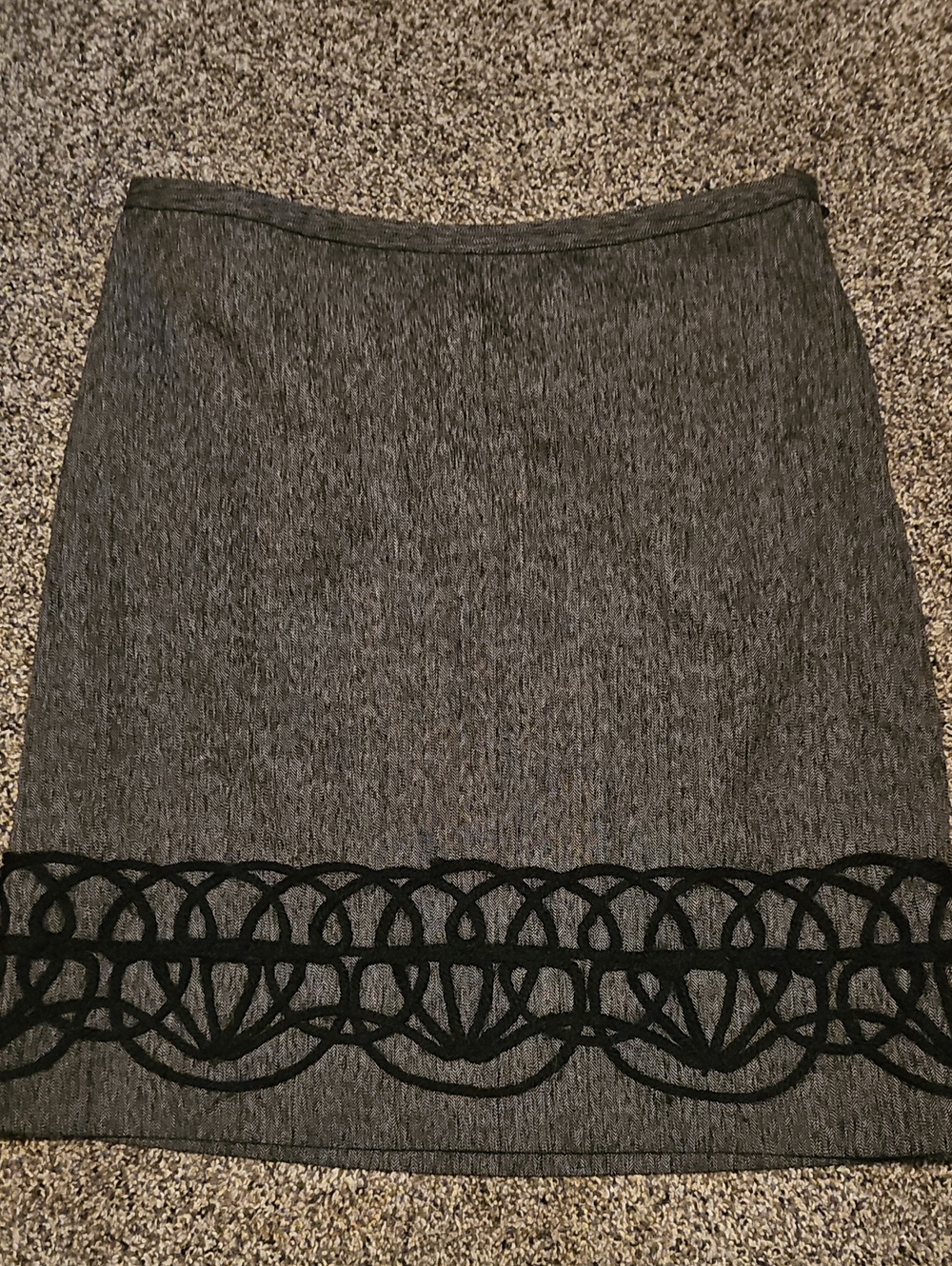 LOFT Gray Pencil Skirt with Black Lace Trim